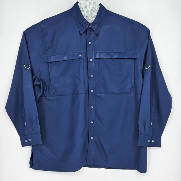 GameGuard Shirt Mens 2X 1024 Caviar Pockets Long Sleeve Blue Button‎ Up FLAWS - Picture 1 of 13